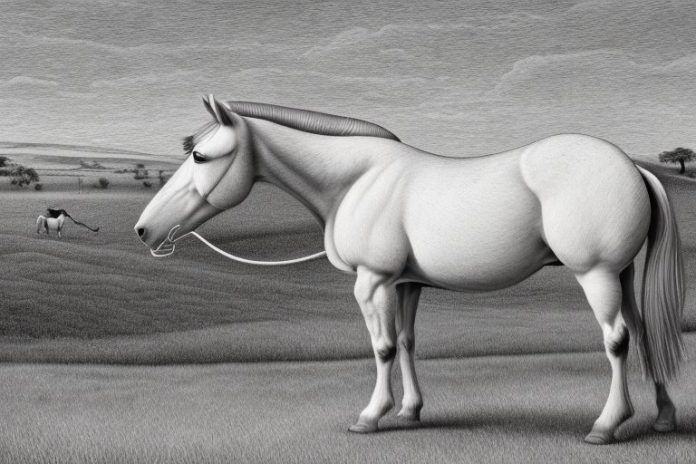 An irish draught horse in a rural setting in oudtshoorn