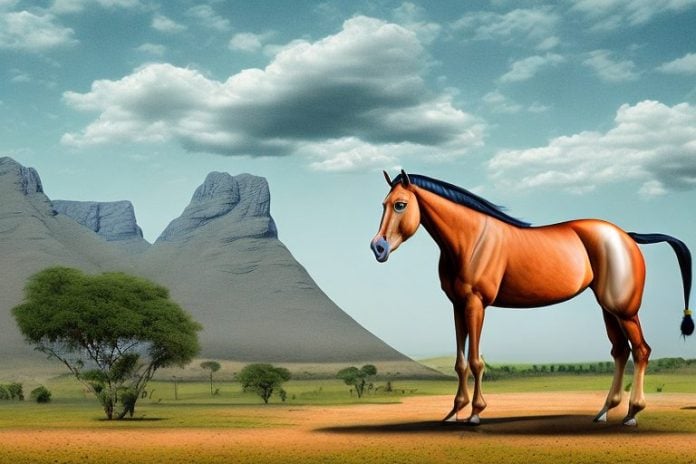 A marwari horse in a rural landscape in tongaat