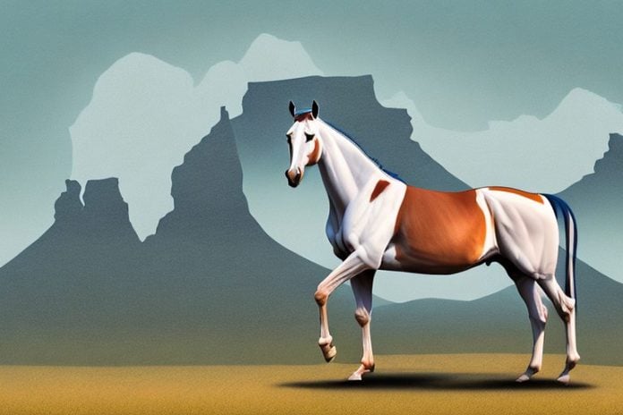 A marwari horse in a rural south african landscape