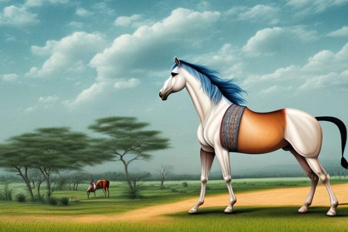 A marwari horse in a rural landscape in umhlanga