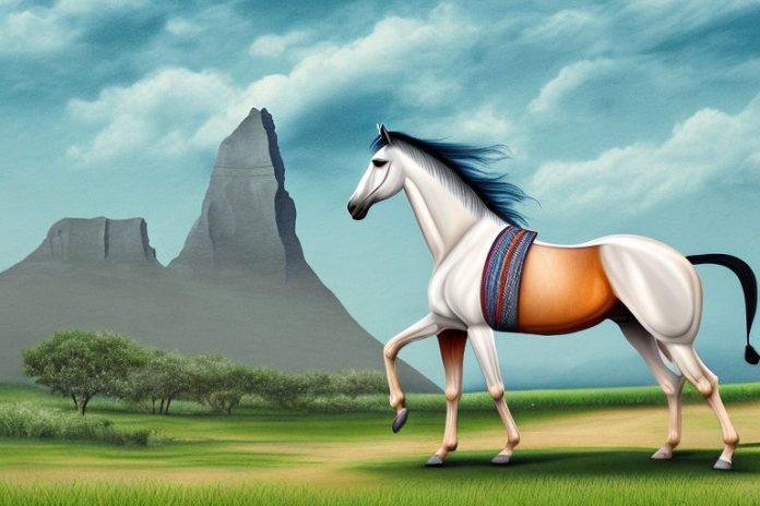 A marwari horse in a rural landscape in ballito