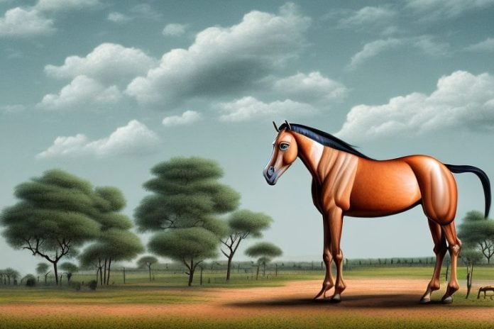 A marwari horse in a rural landscape in east london