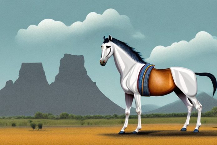 A marwari horse in a rural south african landscape