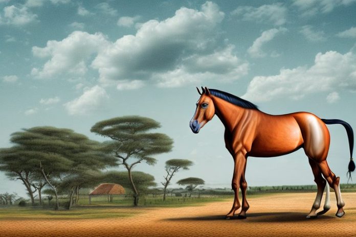 A marwari horse in a rural landscape in port alfred