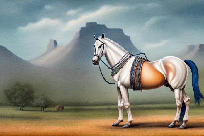 A marwari horse in a rural setting in botshabelo