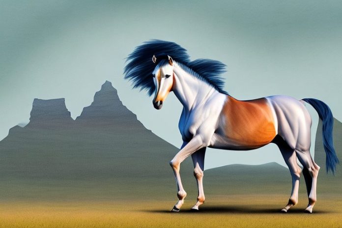 A marwari horse in a rural south african landscape