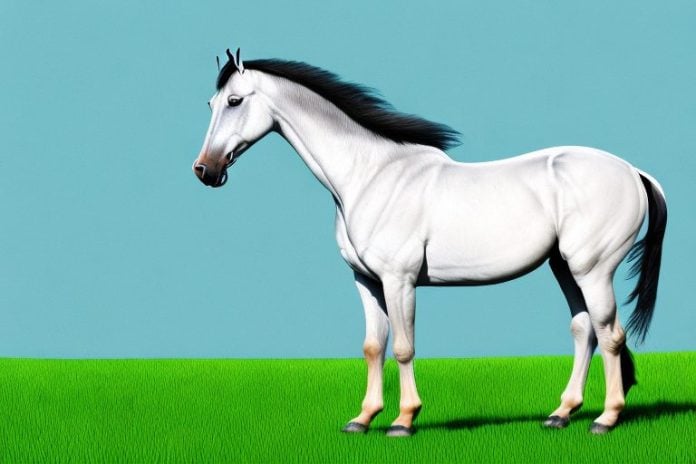 A marwari horse in a grassy field in kempton park