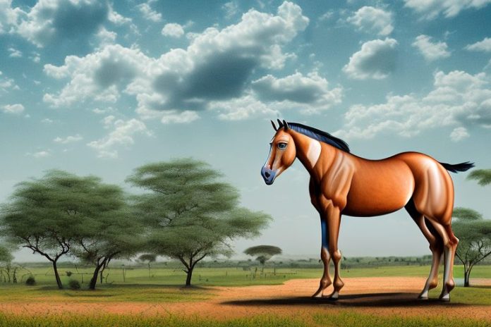 A marwari horse in a rural landscape in polokwane