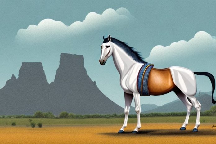 A marwari horse in a rural south african landscape