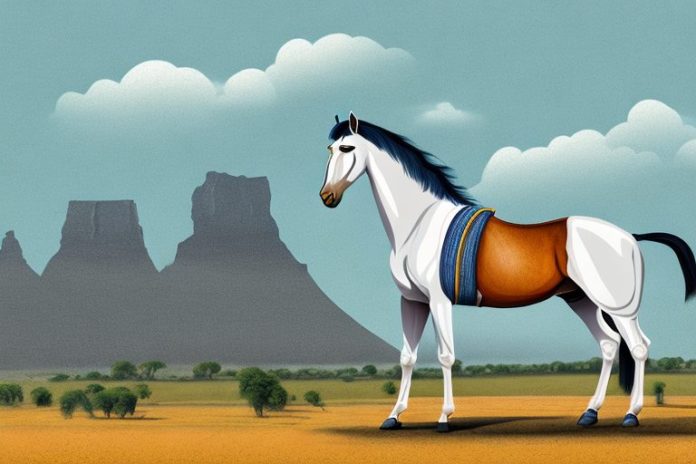 A marwari horse in a rural south african landscape