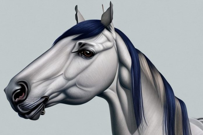 A marwari horse in its natural environment in white river