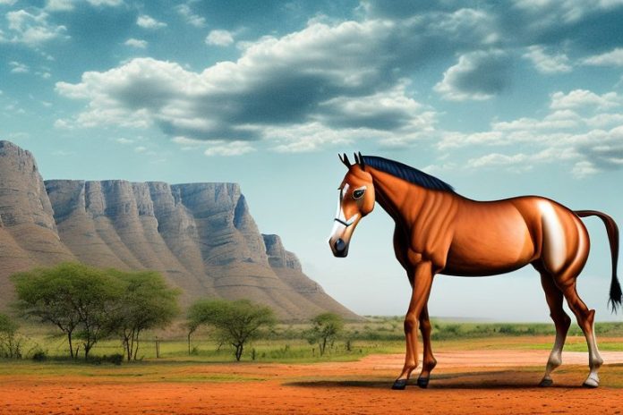 A marwari horse in a rural landscape in kimberley