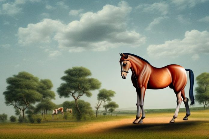 A marwari horse in a rural landscape in warrenton