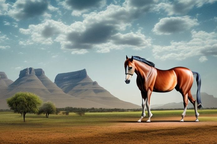 A marwari horse in a rural landscape in colesberg