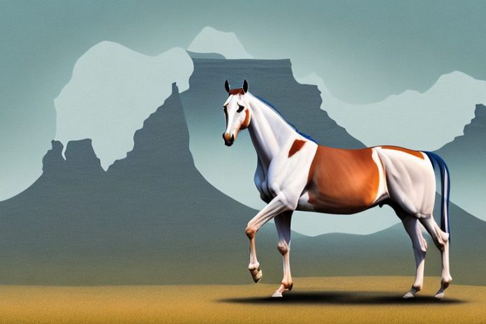 A marwari horse in a rural south african landscape