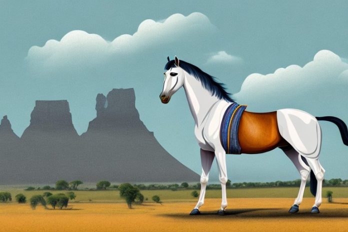 A marwari horse in a rural south african landscape