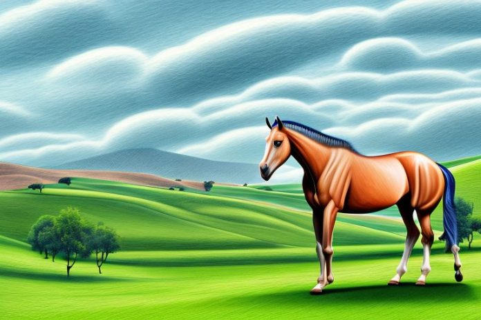 A marwari horse in a landscape of rolling hills in somerset west