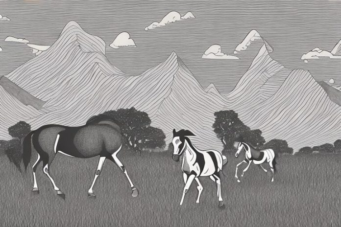 A cleveland bay horse in a rural south african landscape