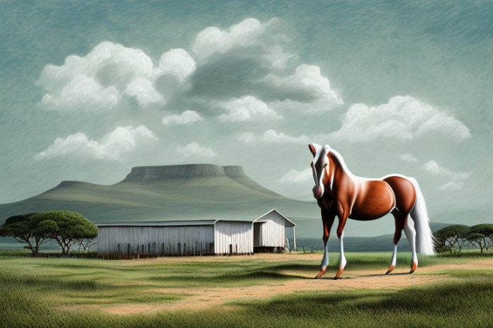 A cleveland bay horse in a rural setting in eastern cape