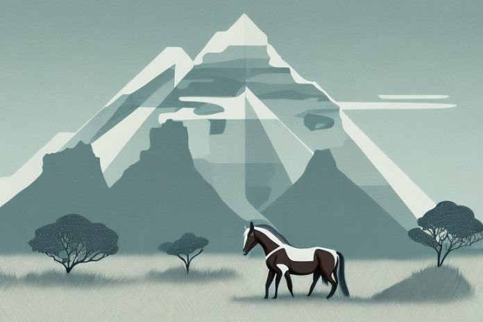 A cleveland bay horse in a south african landscape