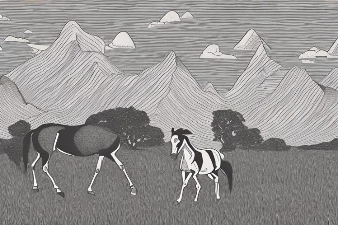 A cleveland bay horse in a rural south african landscape