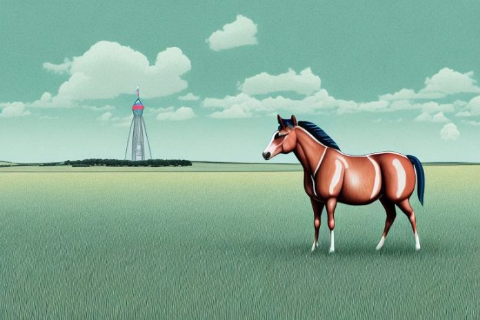 A cleveland bay horse standing in a field in jeffreys bay
