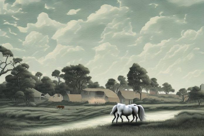 A cleveland bay horse in a rural landscape in welkom
