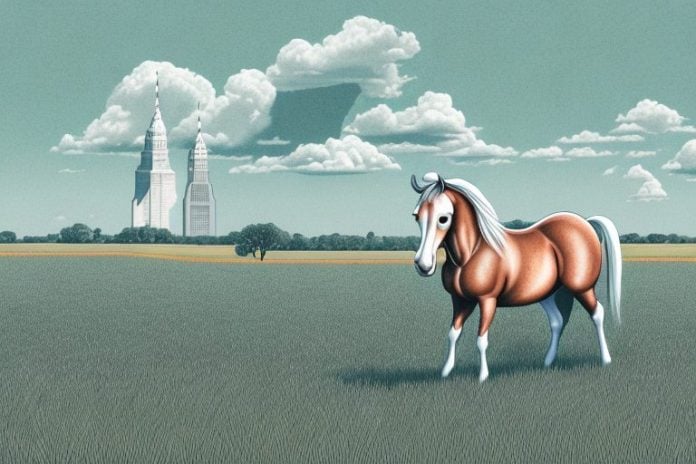 A cleveland bay horse in a field in kroonstad
