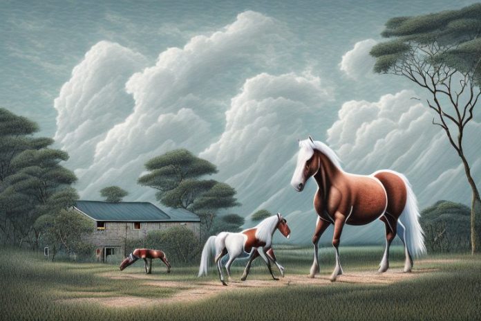A cleveland bay horse in a rural setting in phuthaditjhaba