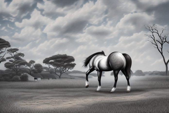 A cleveland bay horse in a rural setting in south africa