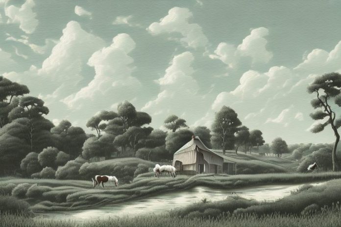 A cleveland bay horse in a rural landscape in germiston
