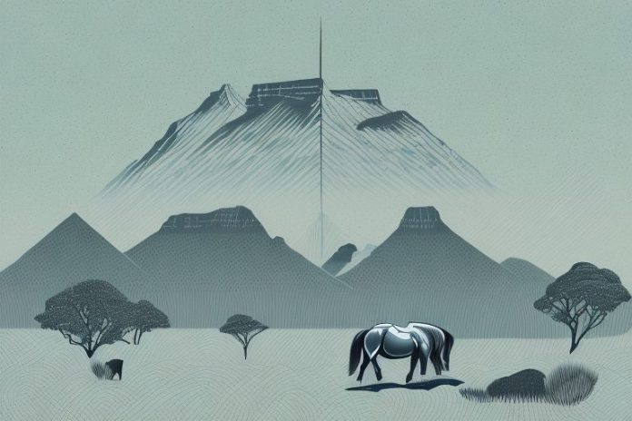 A cleveland bay horse in a south african landscape