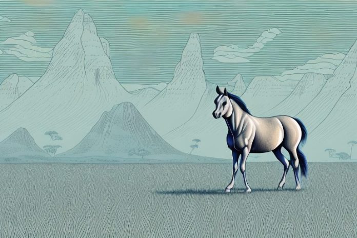 A cleveland bay horse in an open field in lebowakgomo
