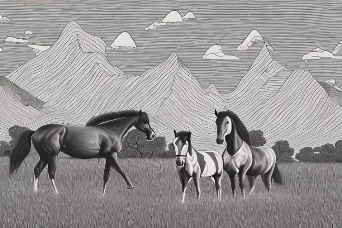 A cleveland bay horse in a rural south african landscape