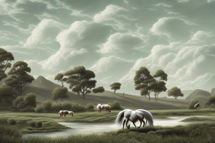 A cleveland bay horse in a rural landscape in modimolle