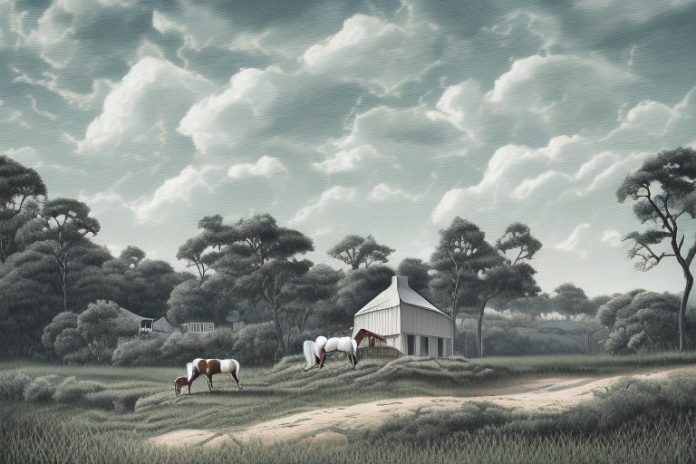 A cleveland bay horse in a rural setting in rustenburg