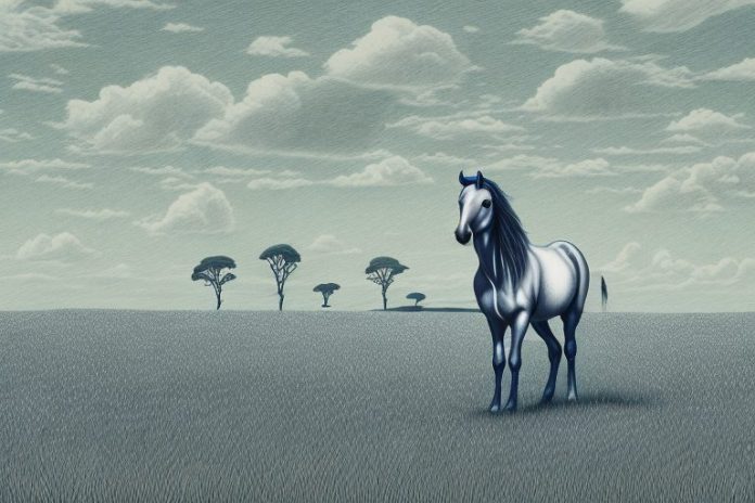 A cleveland bay horse in a field in orkney