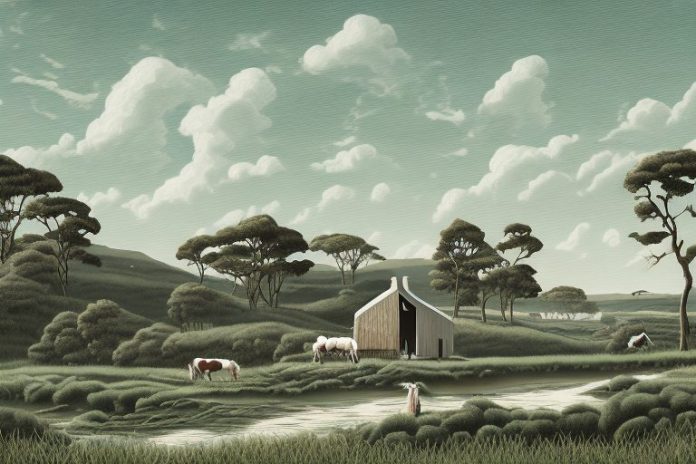 A cleveland bay horse in a rural landscape in stilfontein