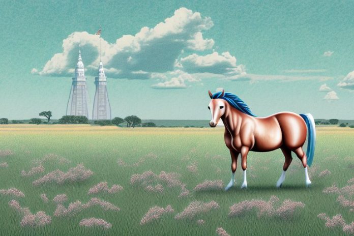 A cleveland bay horse in a field in vryburg