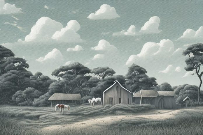 A cleveland bay horse in a rural setting in mabopane