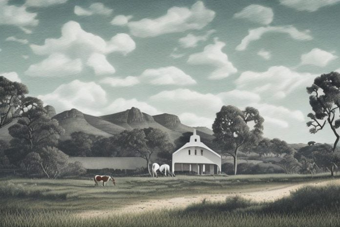 A cleveland bay horse in a rural setting in stellenbosch