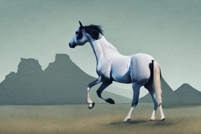 A trakehner horse in a rural south african landscape