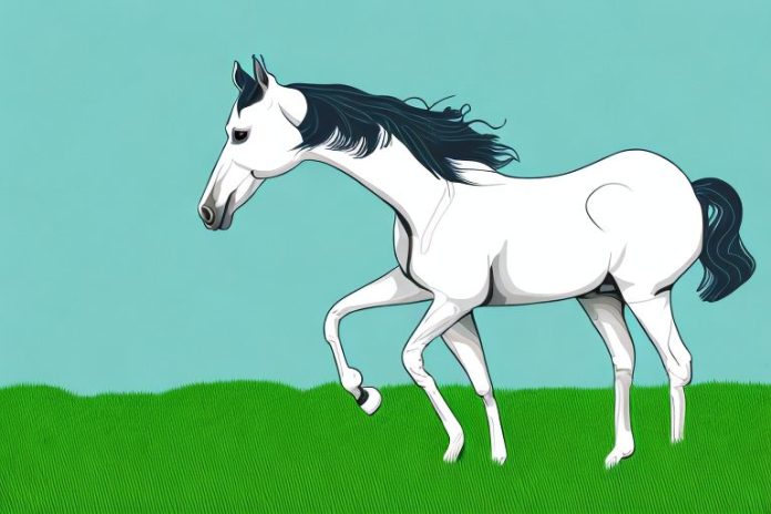 A trakehner horse in a grassy field in westville