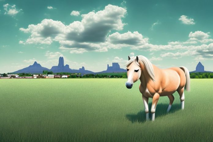 A haflinger horse in a field