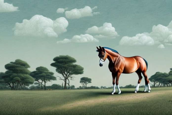 A trakehner horse in a rural landscape in east london