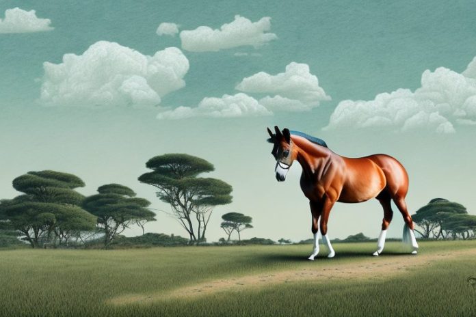 A trakehner horse in a rural landscape in port alfred