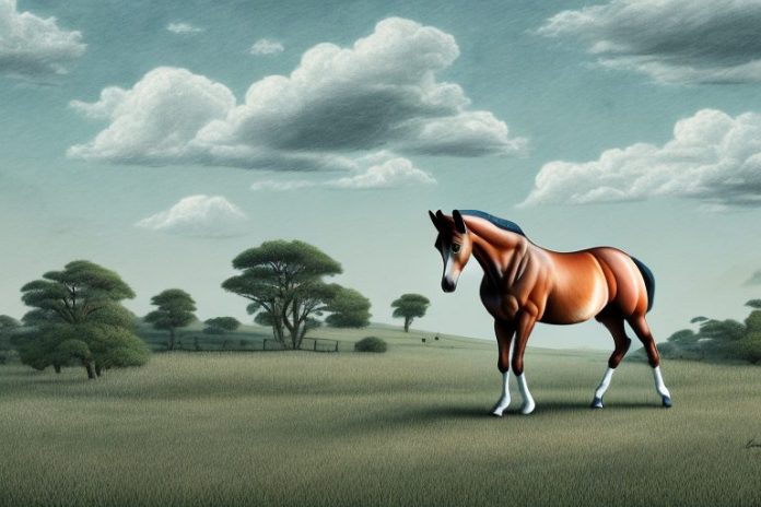 A trakehner horse in a rural landscape in sasolburg