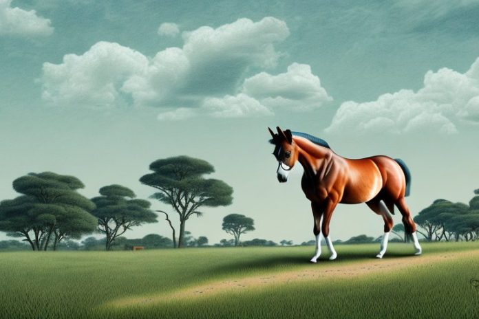 A trakehner horse in a rural landscape in east rand
