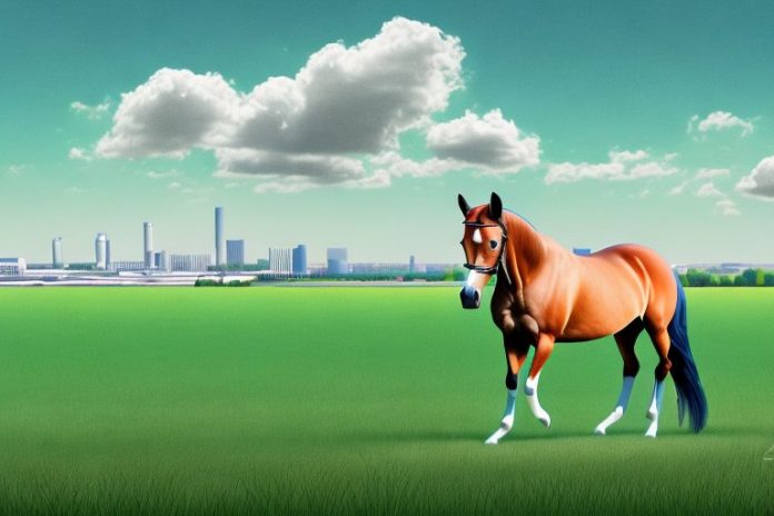 A trakehner horse in a field