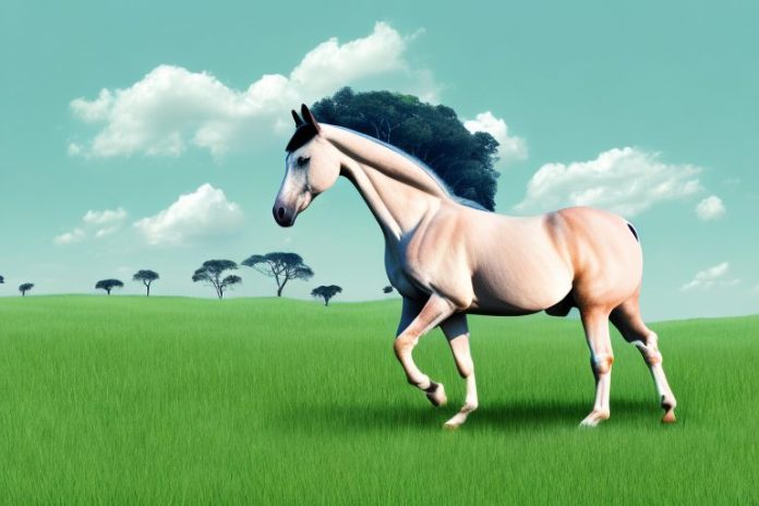 A trakehner horse in a grassy field in limpopo